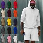 Men Jogger Sets Long Sleeve 2 Piece Outfits Mens Hooded Gym Lounge Solid Color
