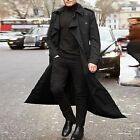 Men Classic Lapel Long Trench Coat Jacket Windbreaker Outwear Casual Overcoat*