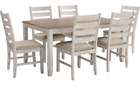 Skempton Cottage Dining Room Table Set with 6 Upholstered Chairs, Whitewash