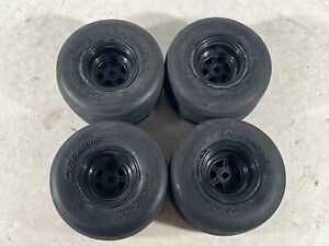 4x Used Mounted DE Racing Drag Tires, 12mm Hex, See Images, Losi Associated