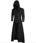 Men Coat Punk Long Jacket Gothic Steampunk Hooded Trench Halloween Cloak Costume