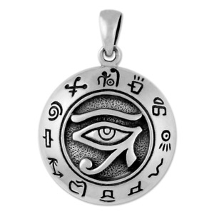 Sterling Silver Egyptian Eye of Horus Ra Udjat Pendant All Seeing Eye Jewelry