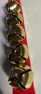 A Christmas Ladies Choker  5 Golden Bells Attached To A Red Velvet Ribbon #104