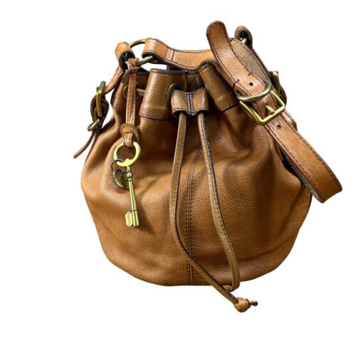 Fossil Vintage Reissue Simply Large Drawstring Bucket Bag Brown