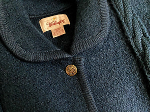 Vintage Worthington 22W 100% Wool Cardigan Sweater Emerald Green Brass Buttons
