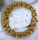 Vintage 1960's 14K SOLID Yellow Gold 9mm Wide Heart Clasp 7.25”CHARM BRACELET!