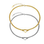 Women Girl Stainless Steel Heart Cuban Curb Chain Necklace Choker Collar 16