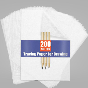 Tracing Paper for Drawing Trace Paper -  200 Sheets White Translucent Tracing Pa