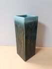 Hull Art Pottery Forest Green Vase F89 Leaf Pillar Rectangular 9 1/4
