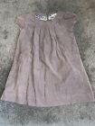 TODDLER GIRLS MINI BODEN TAUPE CORDUROY FLORAL LINED DRESS SIZE 4-5 YEARS