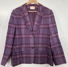 Vintage Pendleton Blazer Jacket Women's Virgin Wool Plaid Purple USA Size 16