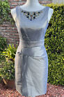 MAX AND CLEO Women’s Shimmery Silver Satin Sheath Party Cocktail Dress Size 4