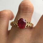 2.50 Ct Oval Cut Lab Created Red Ruby Engagement Ring 14K Yellow Gold Plated