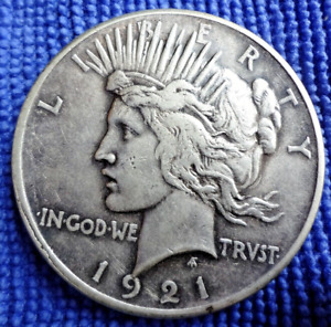 1921 peace dollar circulated with some luster remaining