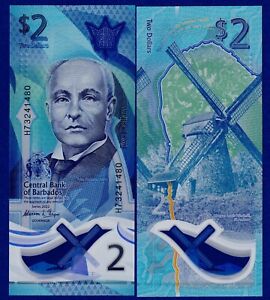 Barbados  2 Dollars (2022) P-80   UNC Polymer Banknote