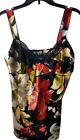 TG USA Womens XS Satin Floral Babydoll Tank Top Multicolor Lace Trim V-Neck