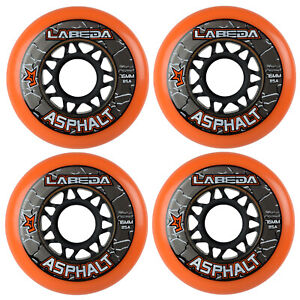 Labeda Asphalt Outdoor Inline Roller Hockey Wheels 76mm Orange 85A Outdoor 4-Pac
