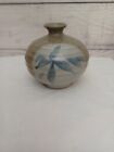 New ListingStudio Art Pottery Stoneware Vase Hand Thrown Blue & Gray Glaze With Leaves 5x5