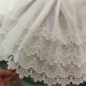 2Yards Embroidered Three-Layer Cotton Lace Trim Fabric DIY Sewing Clothes Crafts