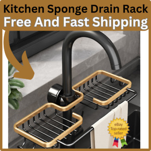 Kitchen Aluminum Sink Sponge Soap Storage Holder Drain Rack Bathroom Accessories