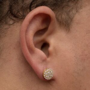 Round Mens Circle Cluster Hip Hop Iced Bling Screw Back Stud Earrings