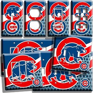 CHICAGO CUBS BASEBALL TEAM LIGHT SWITCH OUTLET PLATES MAN CAVE SPORT ROOM DECOR