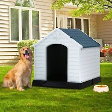 39 Inch Dog House Indoor Outdoor Plastic All Weather Dog House With Base Support