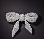 2Ct Round Cut Lab-Created Diamond Bow Knot Brooch Pin 14K White Gold Plated