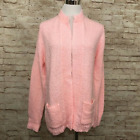 Vintage Acrylic Pink Open Sweater Cardigan Moneta‎ 80s Large Chunky Knit