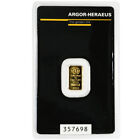 1 Gram Argor Heraeus Gold Bar (New w/Assay)