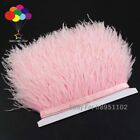 Pink Ostrich Feather Fringe Trim for Dance Costumes Decoration Satin Ribbon