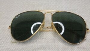 Vintage B&L Ray Ban Aviator.  Gold With Black Tint Lenses. 58mm. Case And Cloth