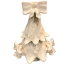 White Ceramic Christmas Tree With Bow Taper Candle Holders 2 Piece Approx 16