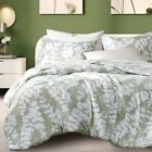 3 Pieces Sage Green Comforter Set, Floral Comforter Queen Full Size, Leaves P...