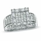Zales 14K WG 1 1/4 Ct. t.w. Round Princess Bagguette Diamond Ring Size-6.75
