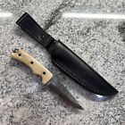 Damascus Knife,fixed 4 Inch blade camping knife With leather sheath
