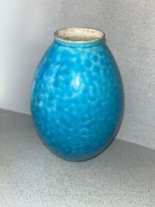 Amaco American Art Clay 1930-40s Art Deco Pottery Turquoise Blue Bulbous Vase 8