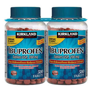 Kirkland Signature Ibuprofen 200mg Tablets 500 Count - 2 Pack = 1000 ct -NEW