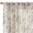 Linen Curtains Floral Curtains for Living Room Black Printed Curtains Rod Pocket