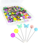 300Pcs Sewing Pins Flat Head Straight Pins with Butterfly Heads, Long 2.16Inch Q