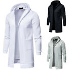 Men's Autumn&Winter Solid Long Sleeved Windbreaker Hooded Coats Jackets Cardigan
