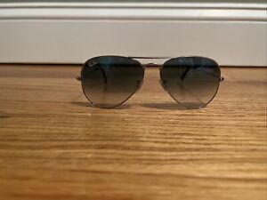 Ray Ban Aviator Silver 3025 003/3F Blue Gradient Lenses Sunglasses 62 mm New