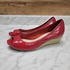 Women's 6.5 B M Cole Haan Air Bria Red Patent Leather Peep Toe Espadrille Shoes