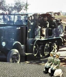 Prewar-2 German Soldiers-Seated-for Truck/Kubelwagen-Elastolin Lineol Hausser