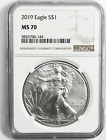 2019 $1 American Silver Eagle Silver Dollar NGC MS70 One Ounce