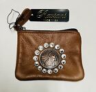 Raviani Coin Bag In Brown Leather W/ Morgan Concho & Crystals  Made In USA