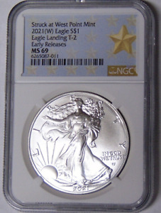 NGC MS69 2021 (W) American Silver Eagle Dollar Early Releases T-2 #6265087-011