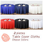 2pcs Round Tablecloth Table Cover Party Wedding Linen Colors Choose Size Color