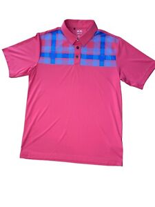 Adidas Golf Polo Shirt Adult Medium Pink & Blue Lightweight Golf Rugby Men’s