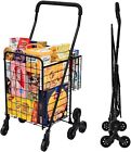 Grocery Shopping Cart with 360° Rolling Swivel Wheels Stair Climber Utility Cart